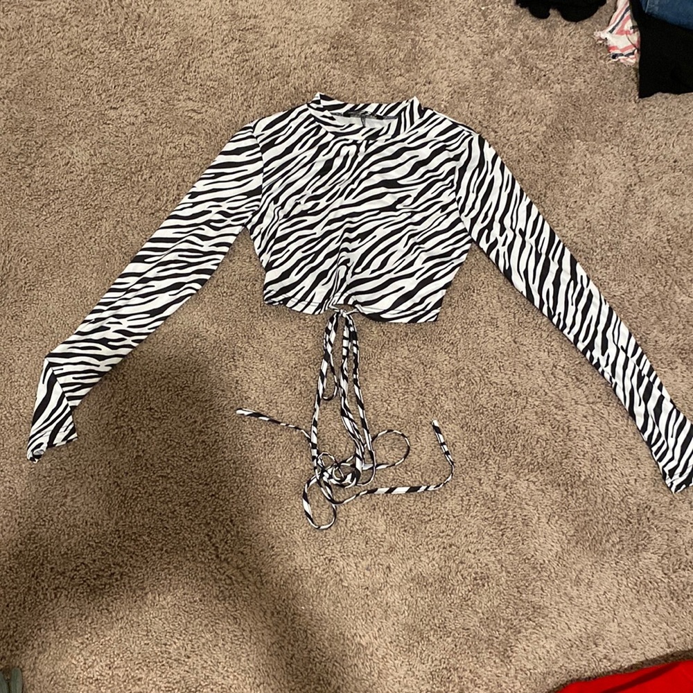 Zebra Print Open Back Crop